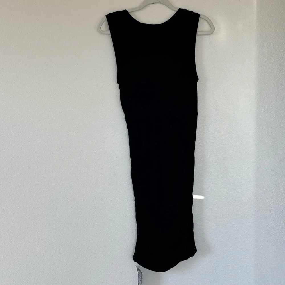 DIANE VON FURSTENBERG DVF Black Ruched Sleeveless Dress Silk Blend LBD M NEW - Picture 8 of 15